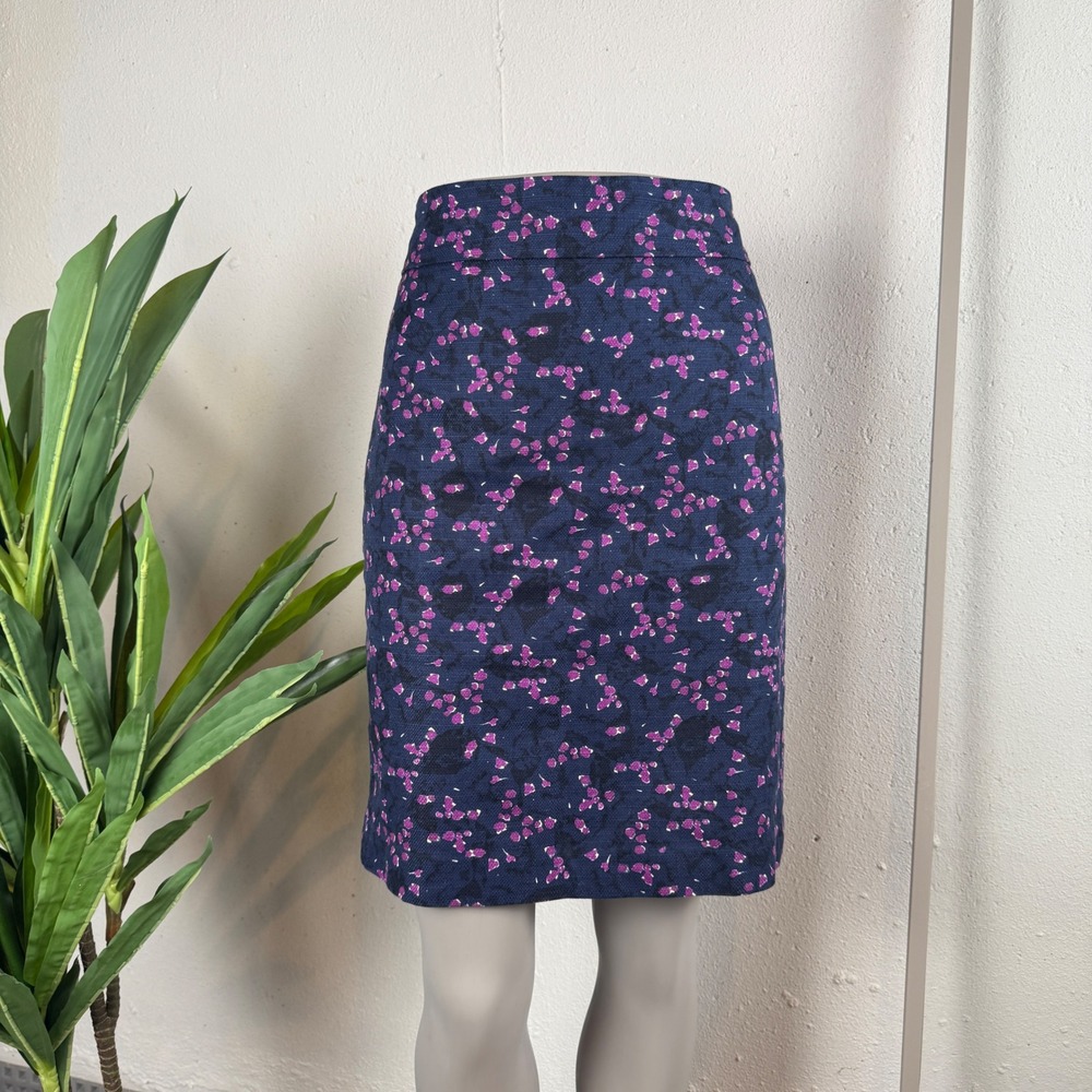 Dark Academia Preppy Floral Ann Taylor Pencil Skirt Women 6 Textured Cotton